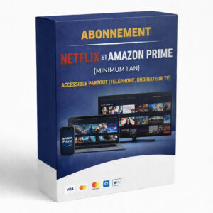 ABONNEMENT NETFLIX ET AMAZON PRIME (MINIMUM 1 AN) ACCESSIBLE PARTOUT (TÉLÉPHONE, ORDINATEUR, TV)